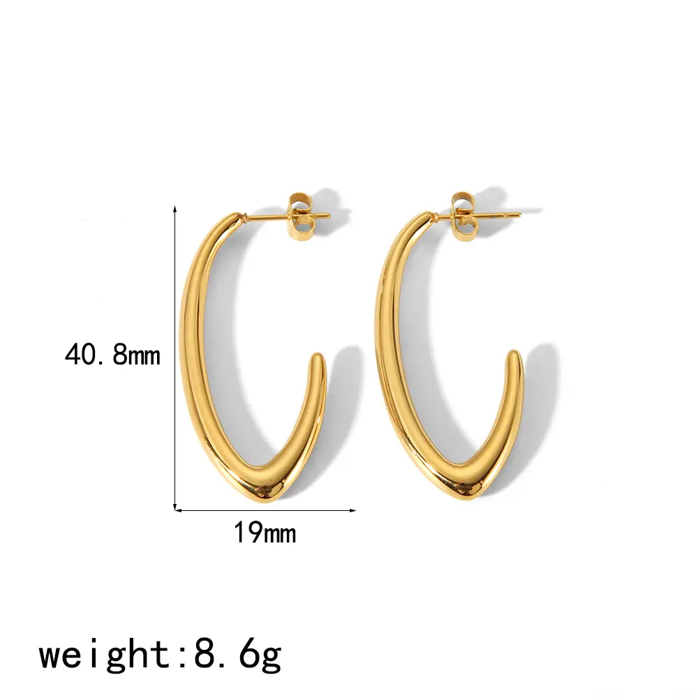 1 Pair Simple Chic Style C Shape Stainless Steel 18K Gold Plated Women's Stud Earrings h5 Picture2